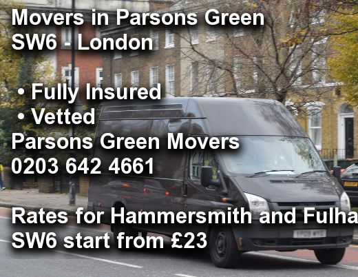 Movers in Parsons Green SW6, Hammersmith and Fulham